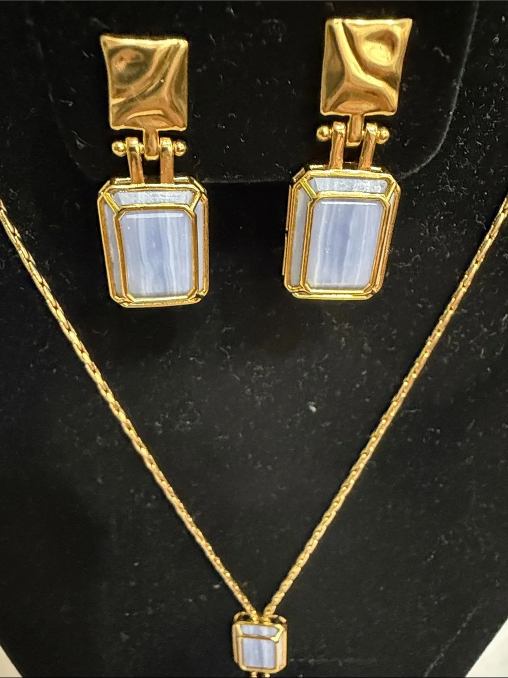 J. Crew Gold-Tone Necklace, Bracelet & Earring Set with Light Blue Stones